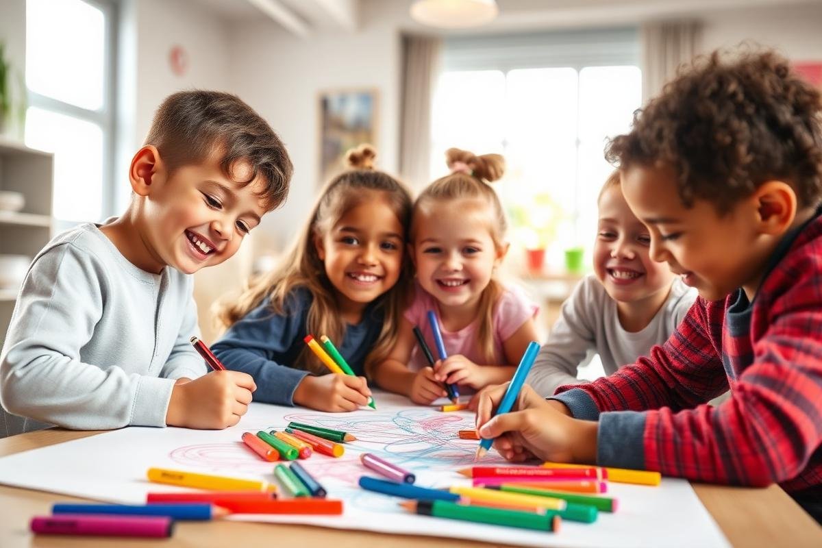 Children drawing together
